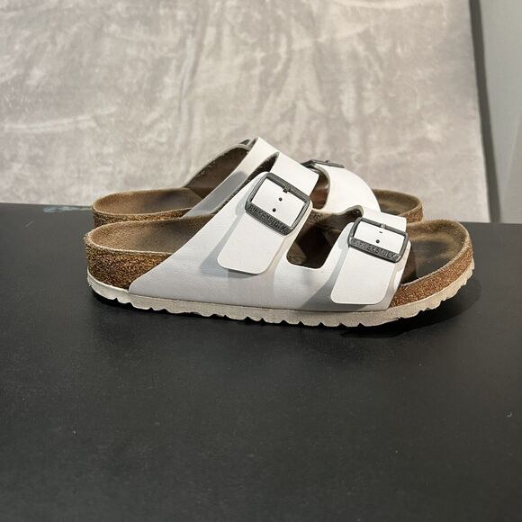 Birkenstock Other - Birkenstock Arizona Sandals Men's 8 EUR 41 White Leather Strap Sandals